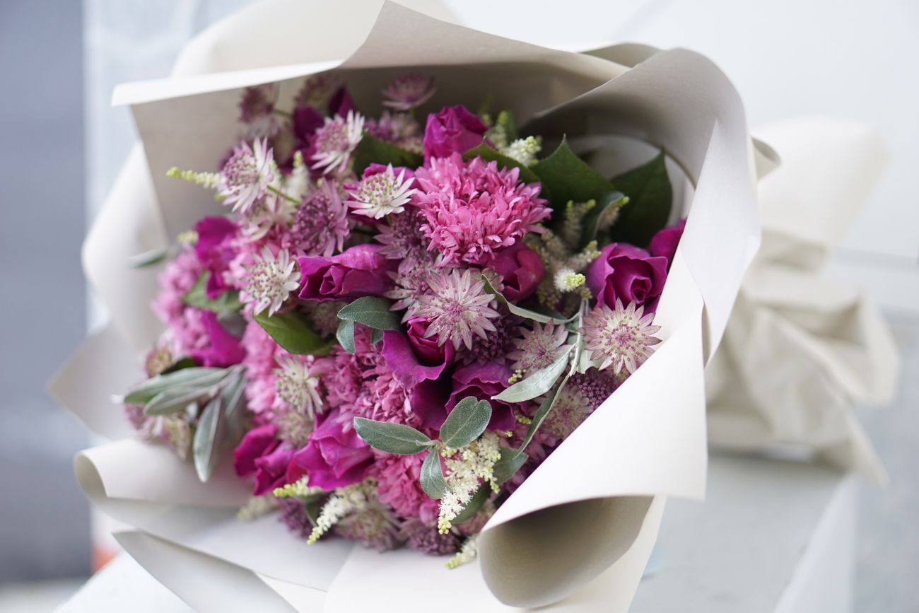 spring bouquet, wrapped